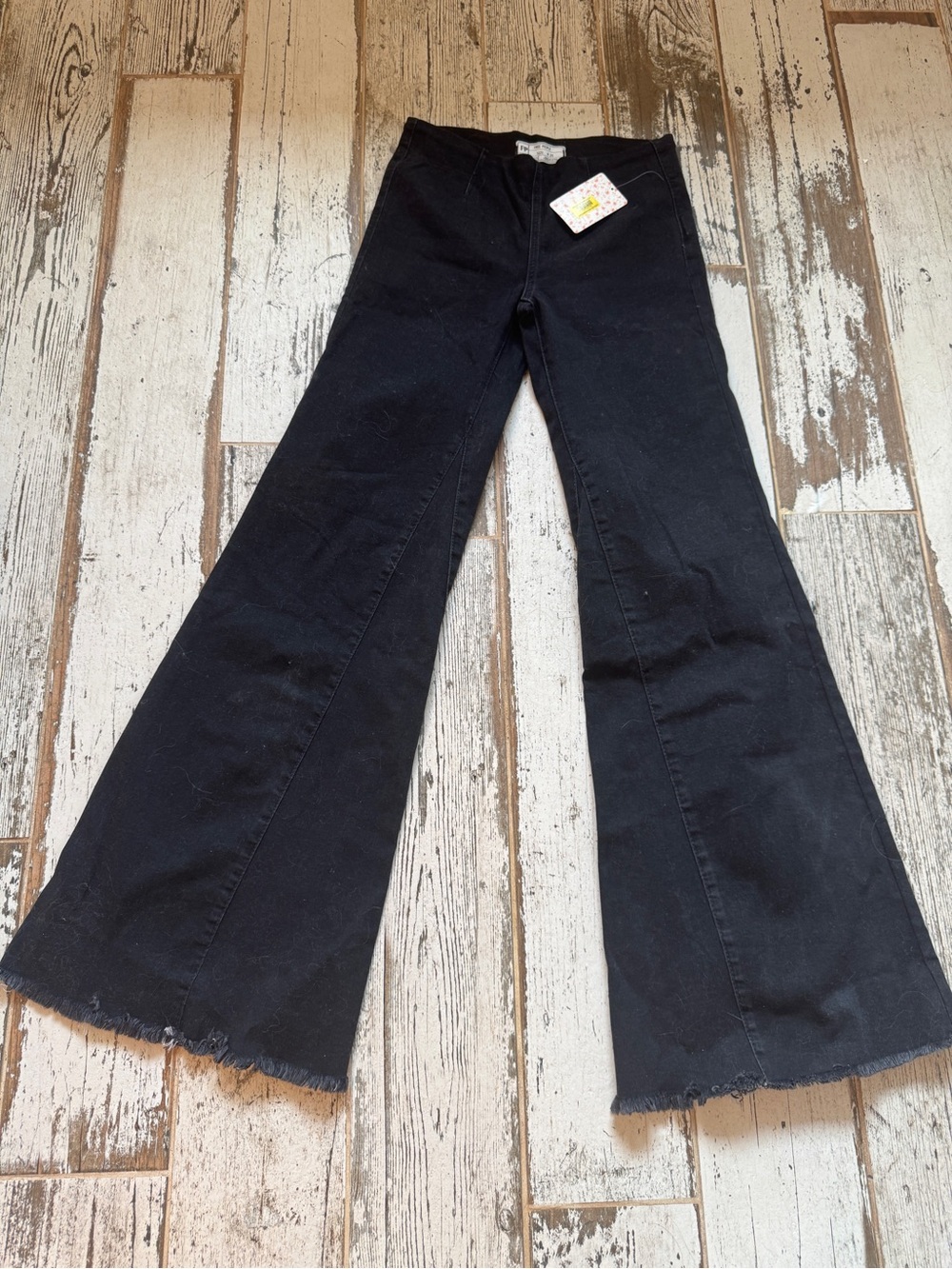 Free People Black Flared Wide-Leg Jeans
